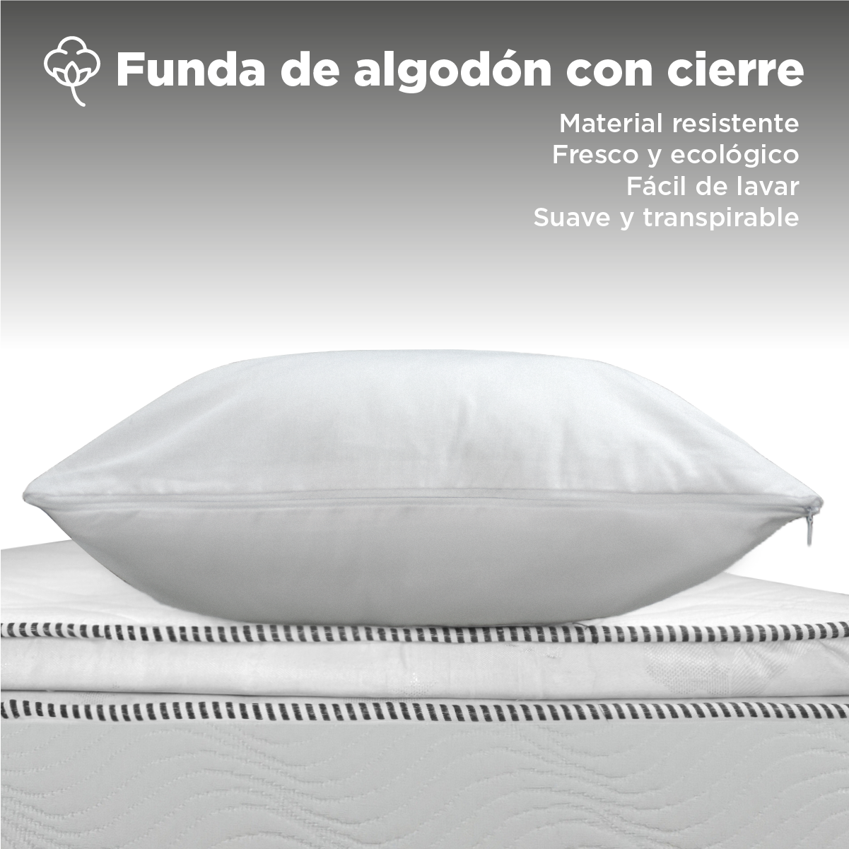 Almohada Matrimonial 100% Algodón 144 Hilos Semi Firme Color Blanco