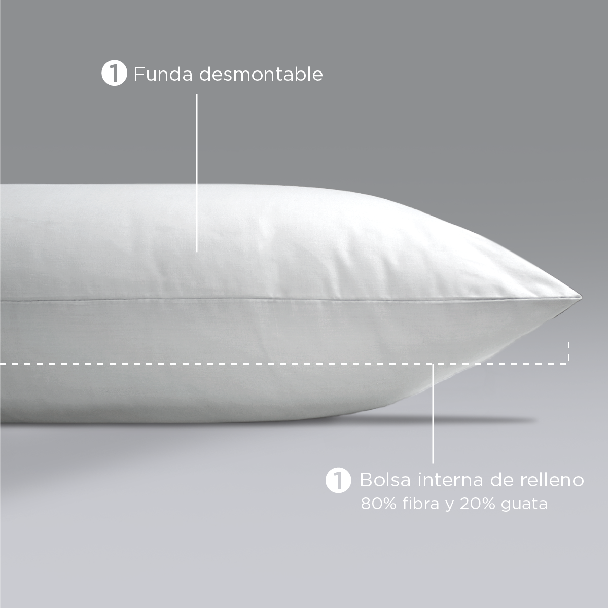 Almohada Matrimonial 100% Algodón 144 Hilos Semi Firme Color Blanco