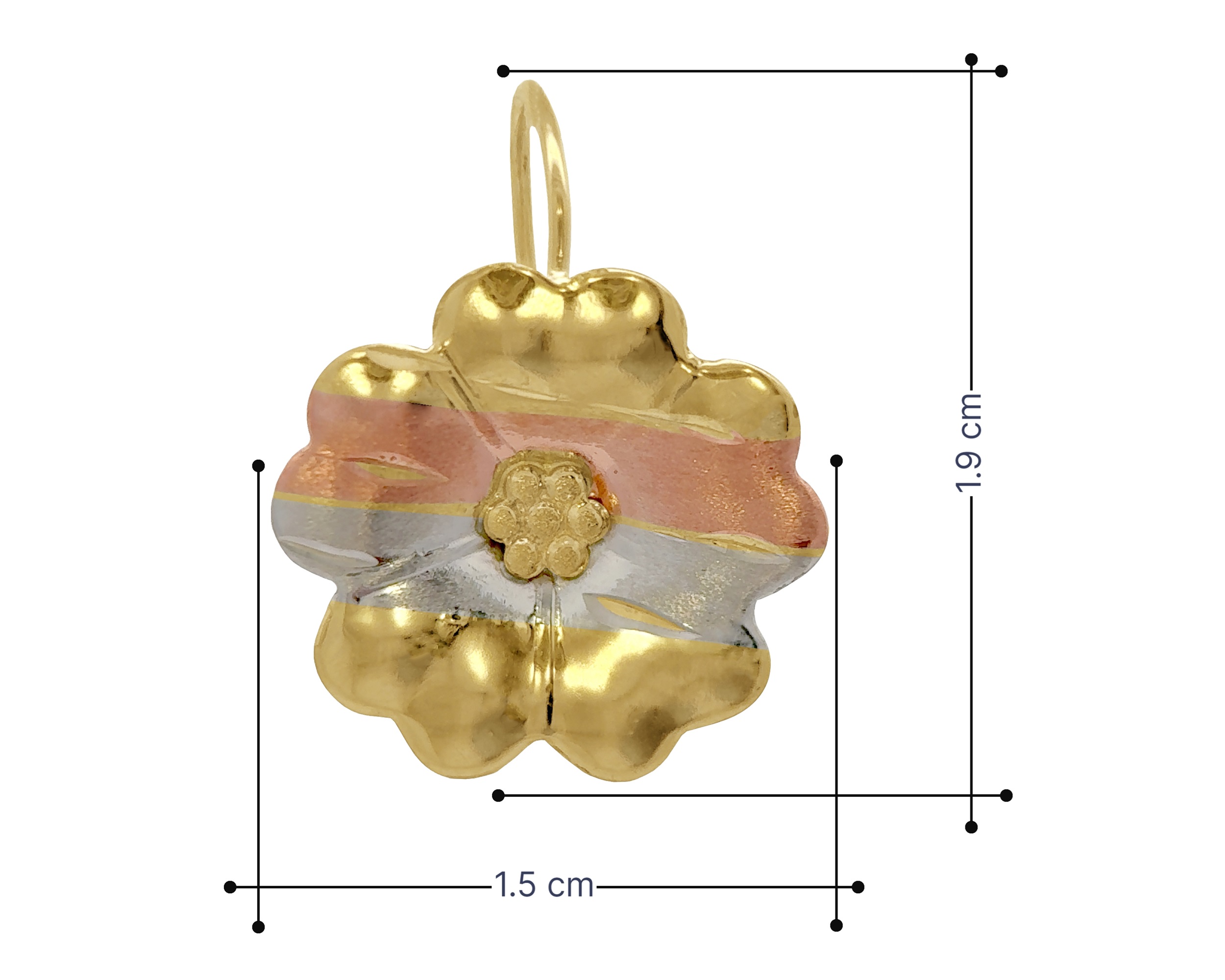Arete Oro 10k Horoz Flor de Pensamiento Florentino S673