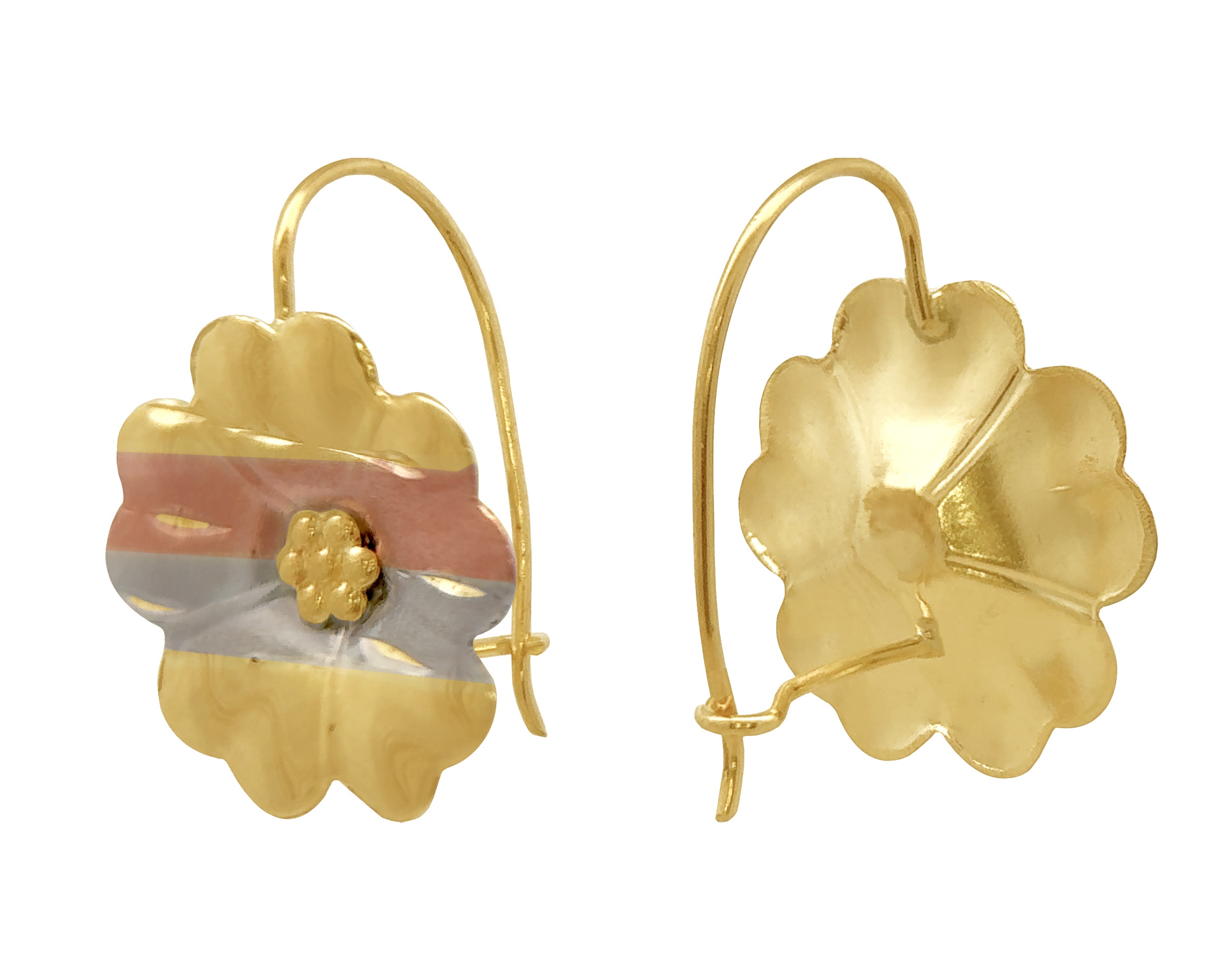 Arete Oro 10k Horoz Flor de Pensamiento Florentino S673