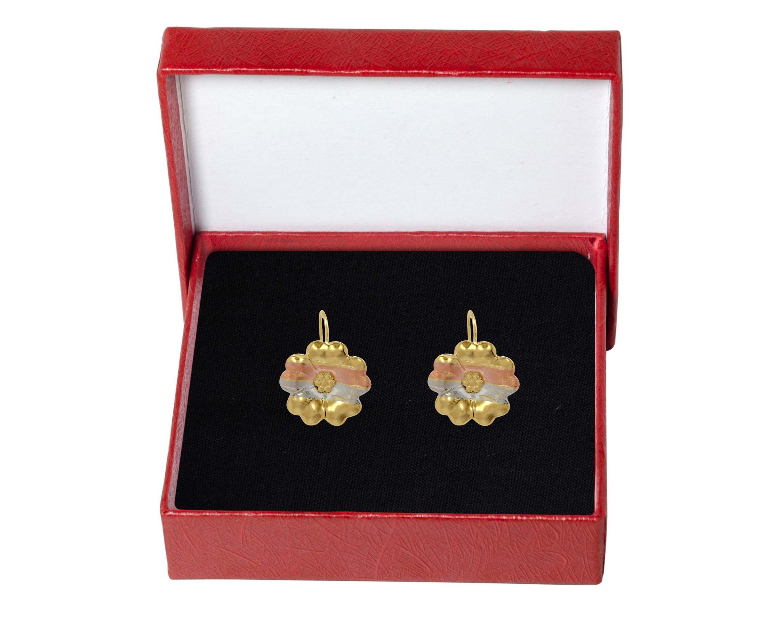 Arete Oro 10k Horoz Flor de Pensamiento Florentino S673