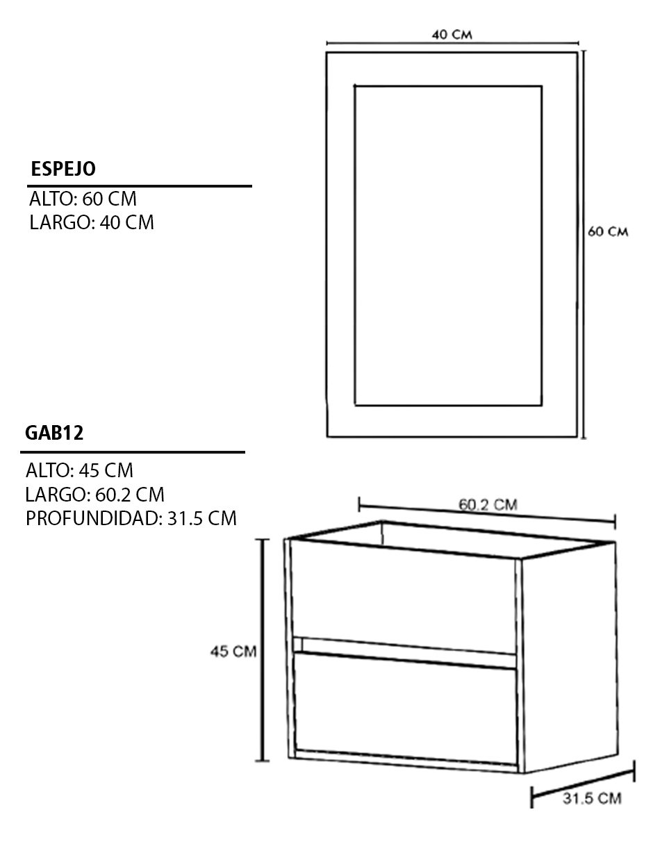 Gabinete Para Baño SION Con Lavamanos Y Espejo Decorativo 