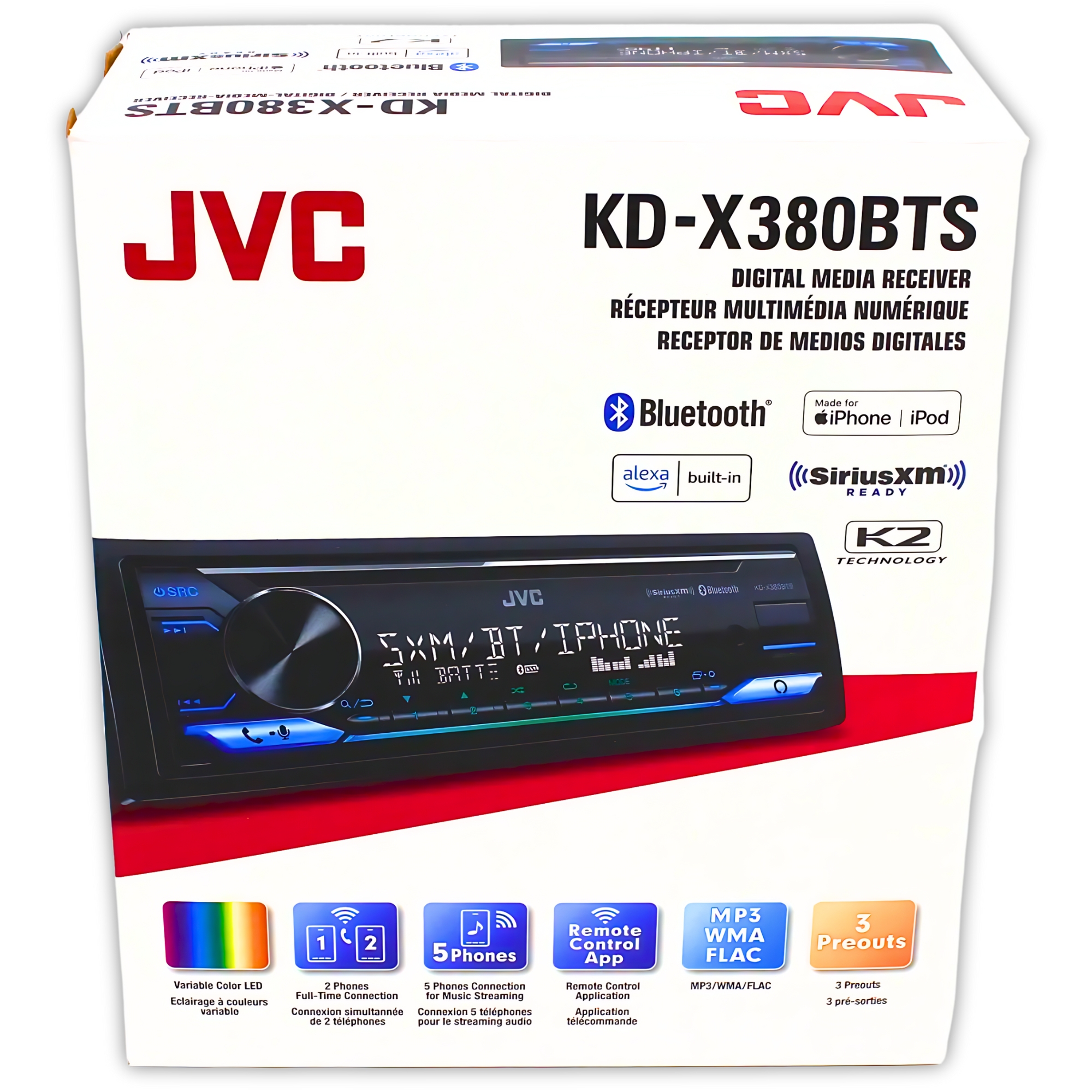 Autoestereo JVC KD-X380BTS Alexa USB y Bluetooth