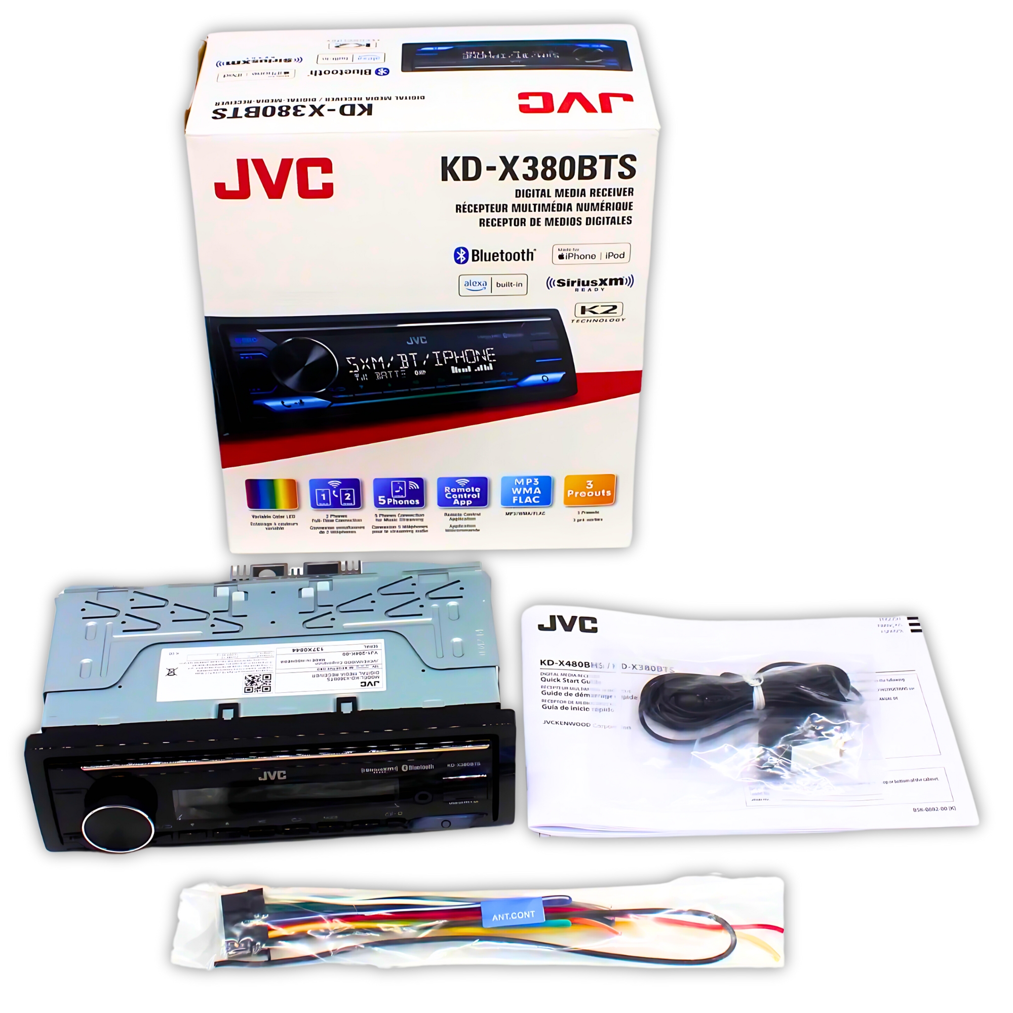 Autoestereo JVC KD-X380BTS Alexa USB y Bluetooth