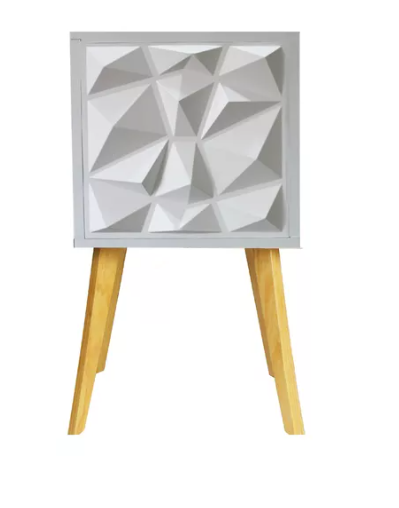 Buro Mesa De Noche Incluye Luz Led Recamara Minimalista Blanco