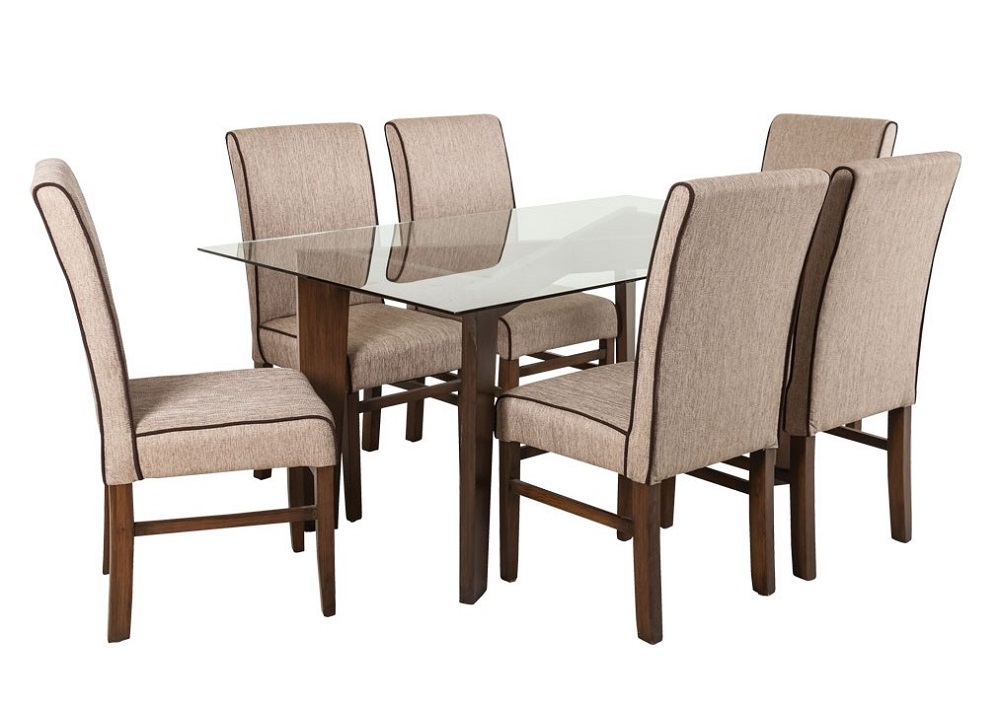 Comedor Kaufe 6 Sillas de Madera y Cubierta de Cristal templado