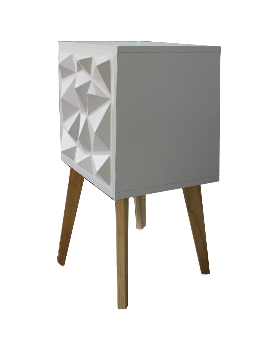 Buro Mesa De Noche Incluye Luz Led Recamara Minimalista Blanco