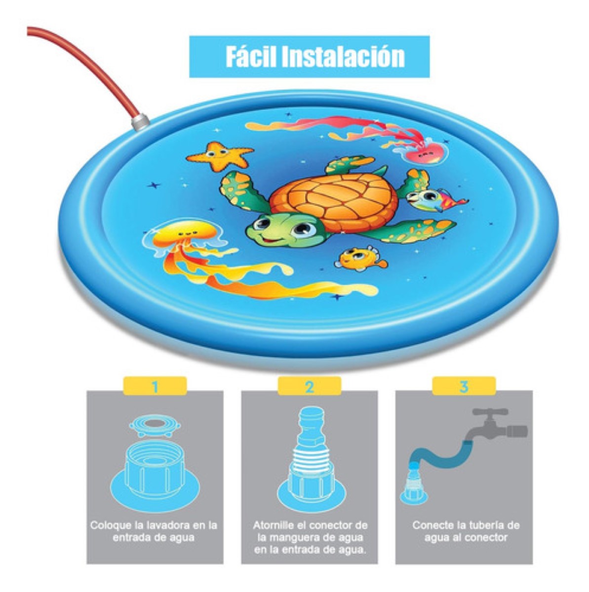 Splash Pad De Acuáticos Tortuga Marina Para Piscina 170 Cm AZUL