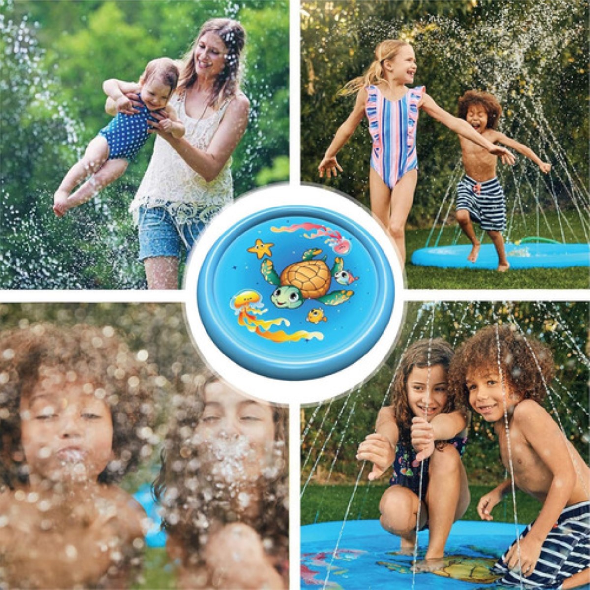 Splash Pad De Acuáticos Tortuga Marina Para Piscina 170 Cm AZUL