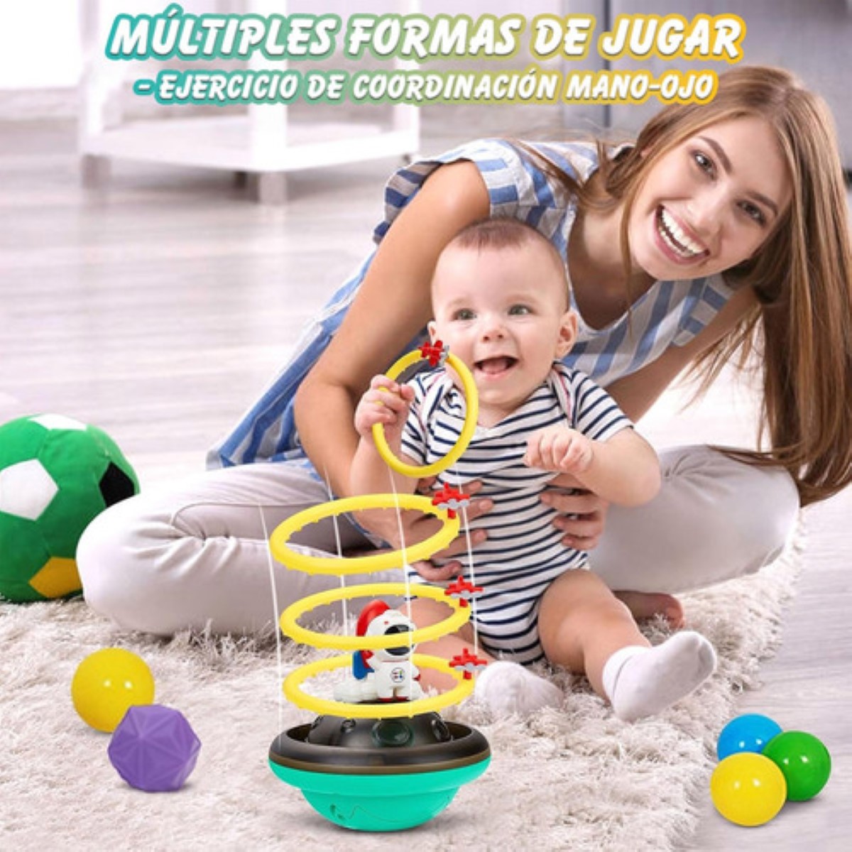Juguetes Agua Pulverizada Bañera Giratoria Con Luz Led Bebés ESPACIO