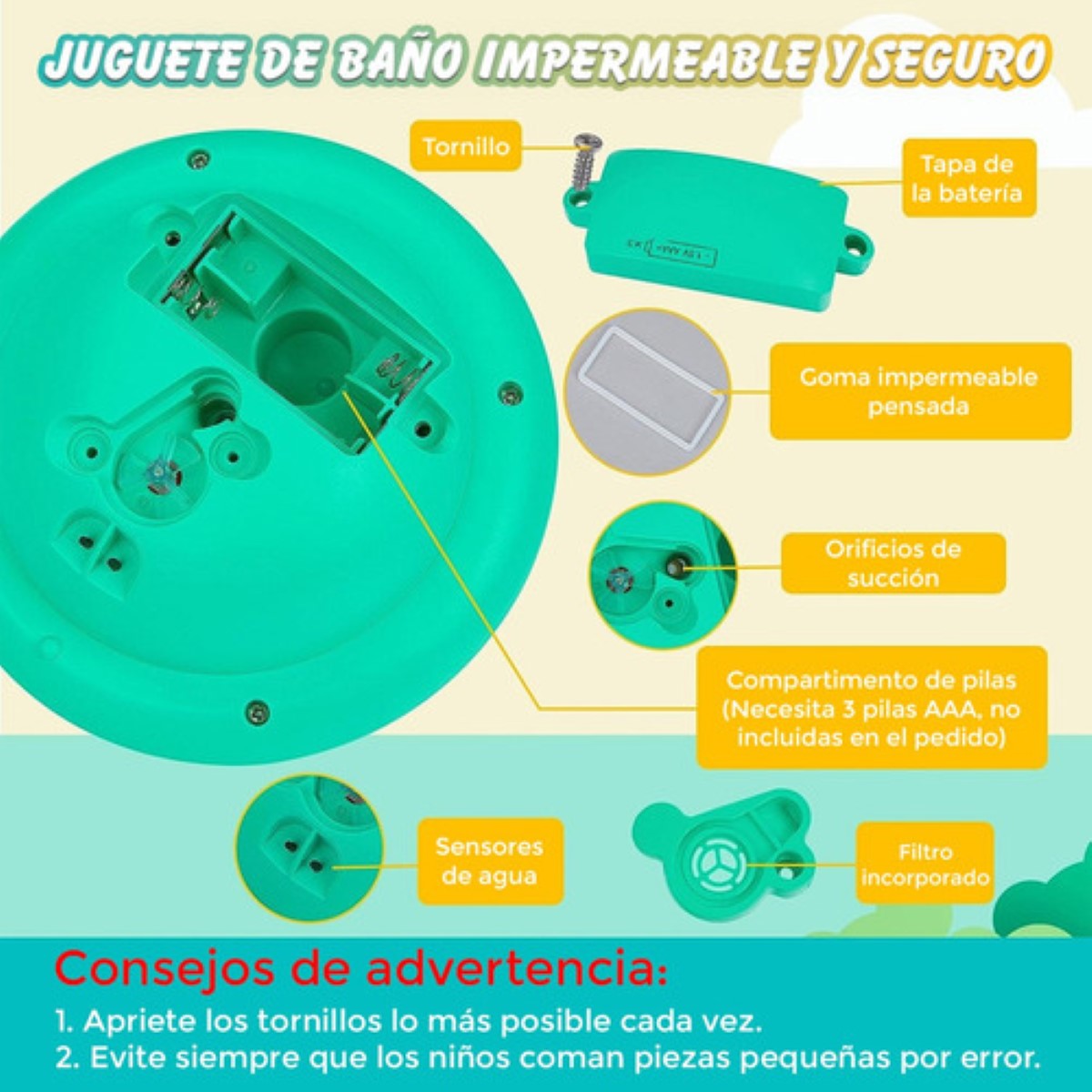 Juguetes Agua Pulverizada Bañera Giratoria Con Luz Led Bebés ESPACIO