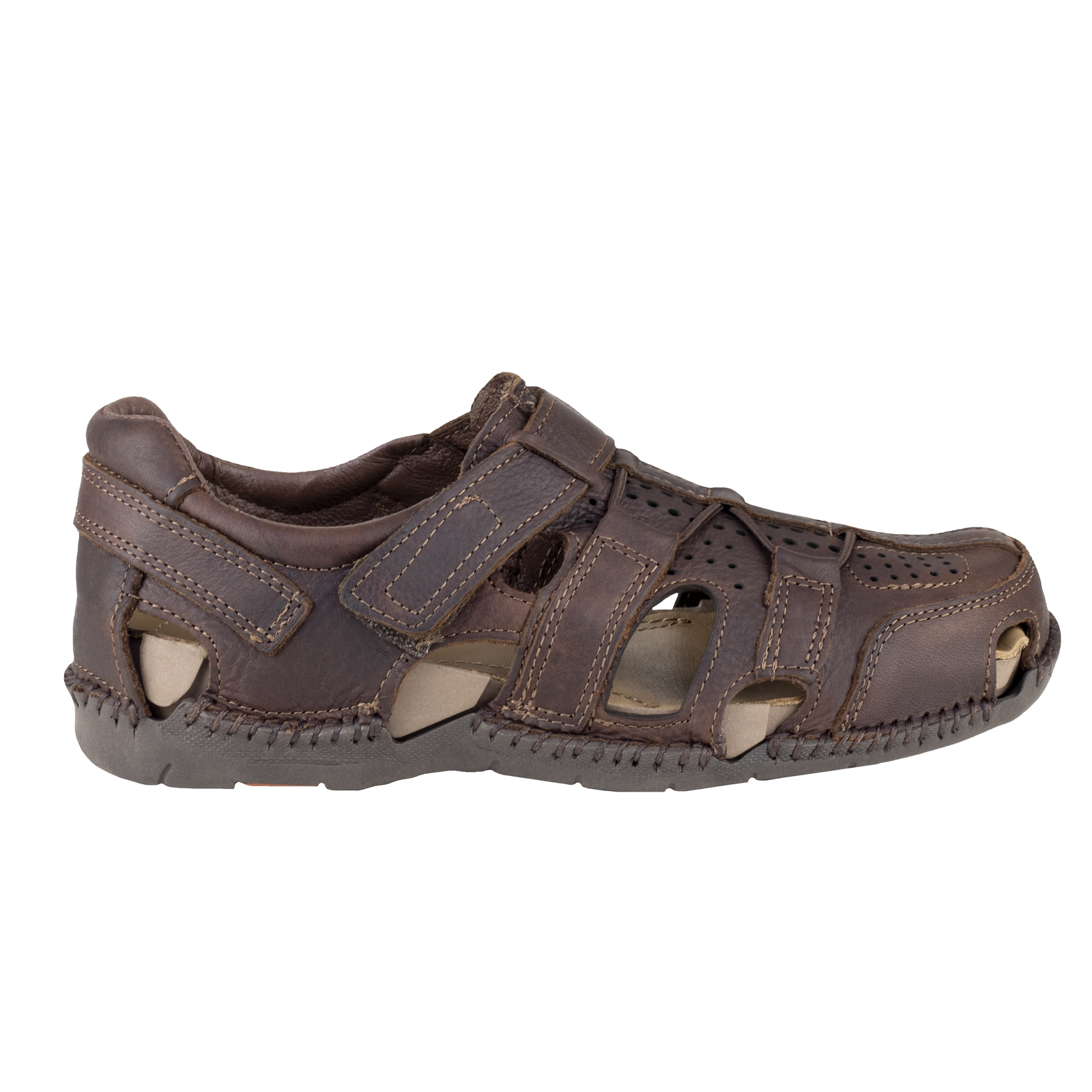 Huarache Hombre Sandalia Lobo Solo 6597 Brown Abierto Cocido