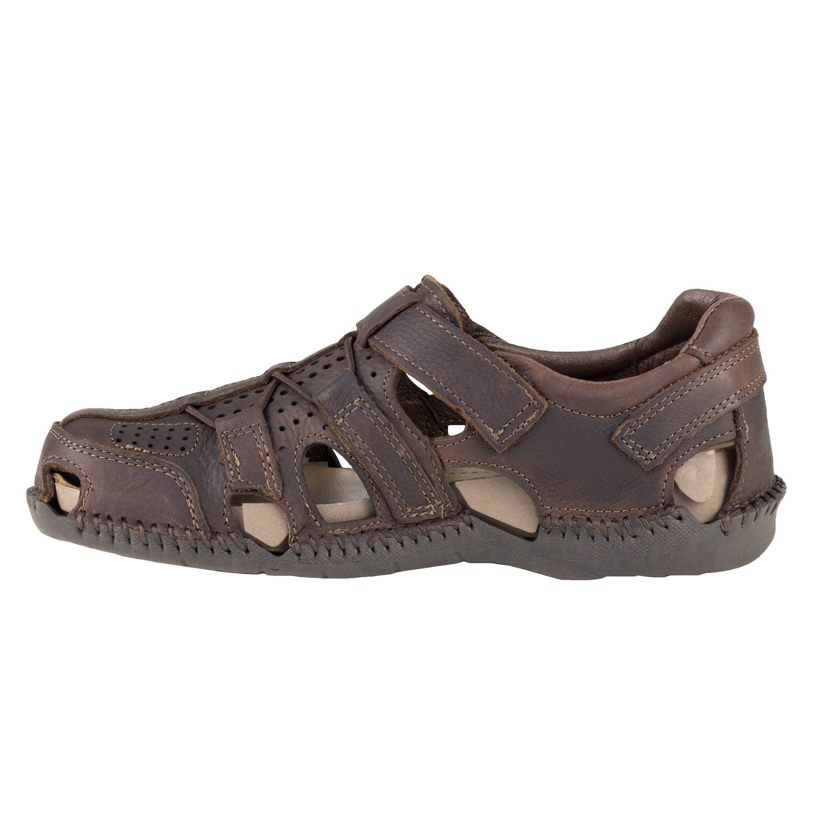 Huarache Hombre Sandalia Lobo Solo 6597 Brown Abierto Cocido