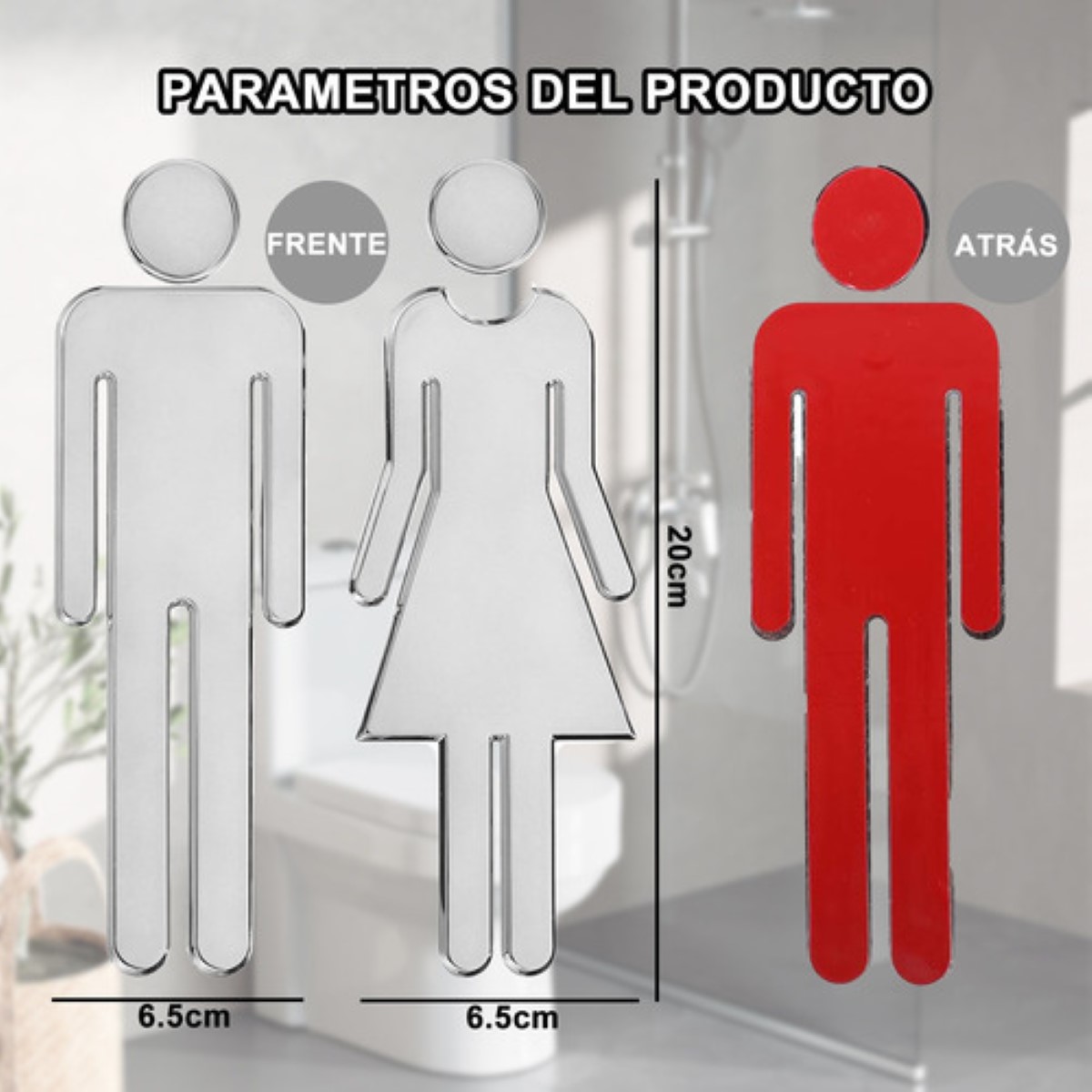 Letrero De Baño De Mujer Y Hombre, 2 Piezas plata