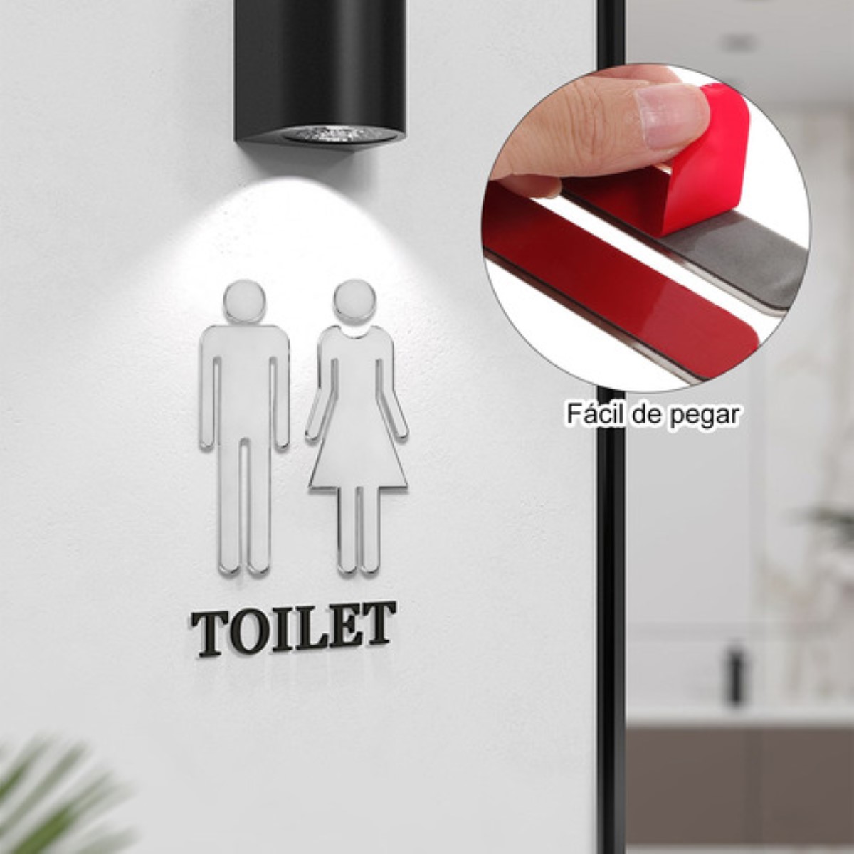 Letrero De Baño De Mujer Y Hombre, 2 Piezas plata