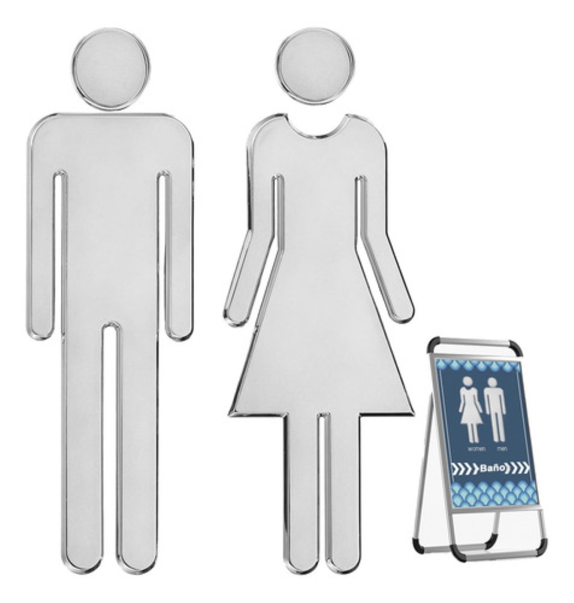 Letrero De Baño De Mujer Y Hombre, 2 Piezas plata
