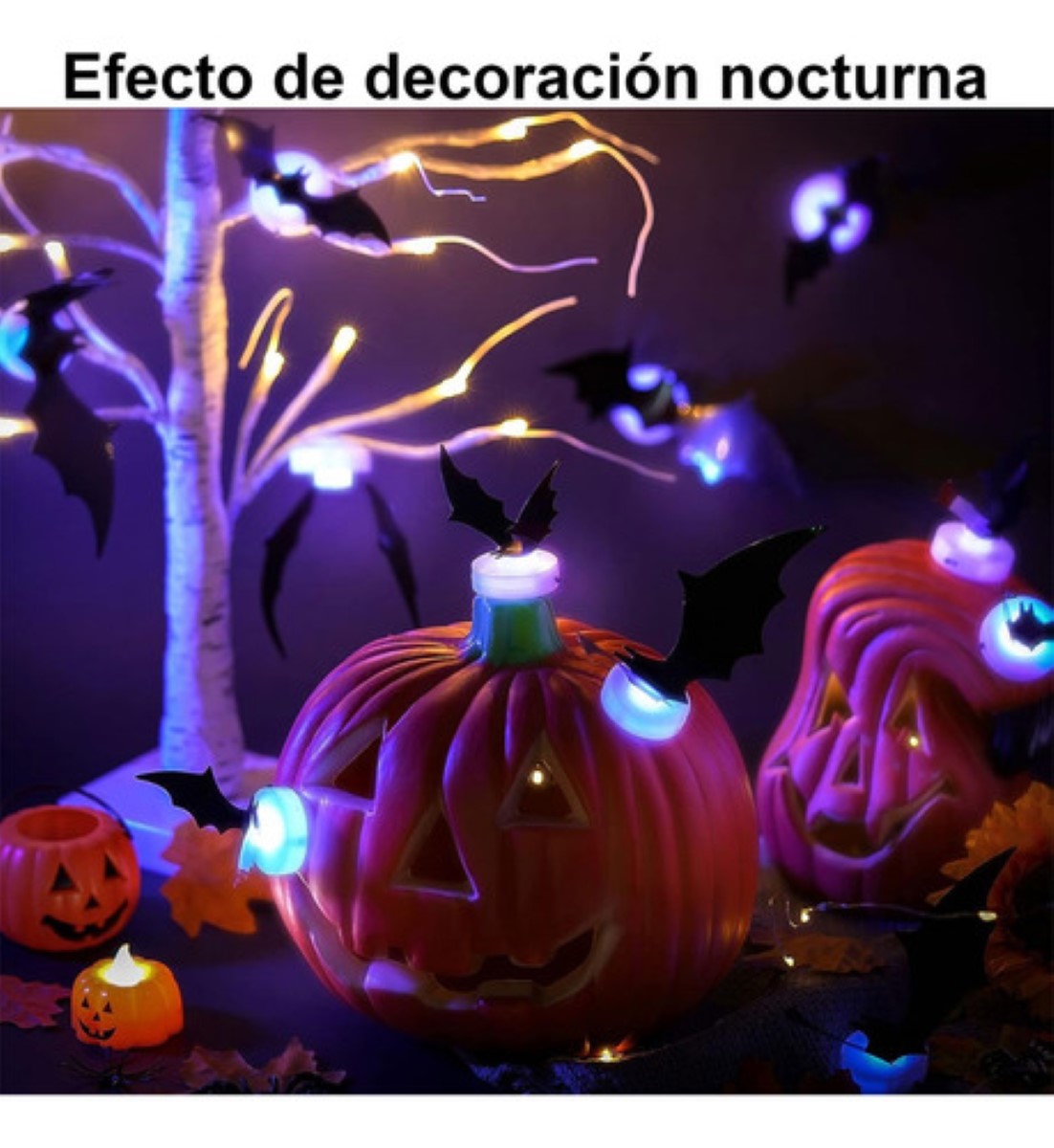 Decoración De Murciélagos Led De Halloween De Pvc, Luz Noctu negro