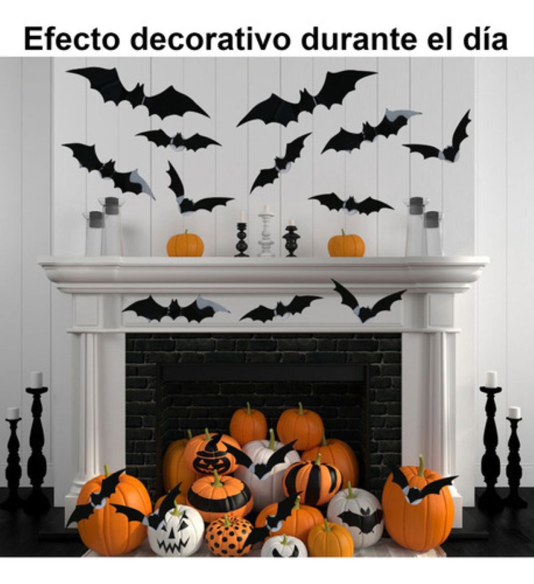 Decoración De Murciélagos Led De Halloween De Pvc, Luz Noctu negro