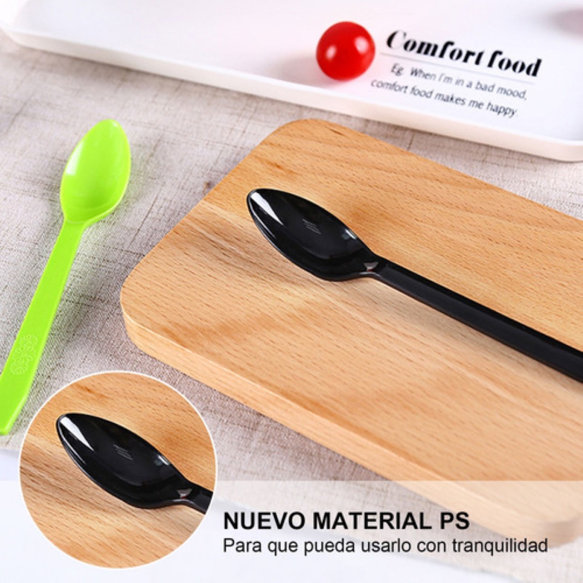 Cucharas Plástico Cucharas Desechables Para Refrescos 200 pzs colores