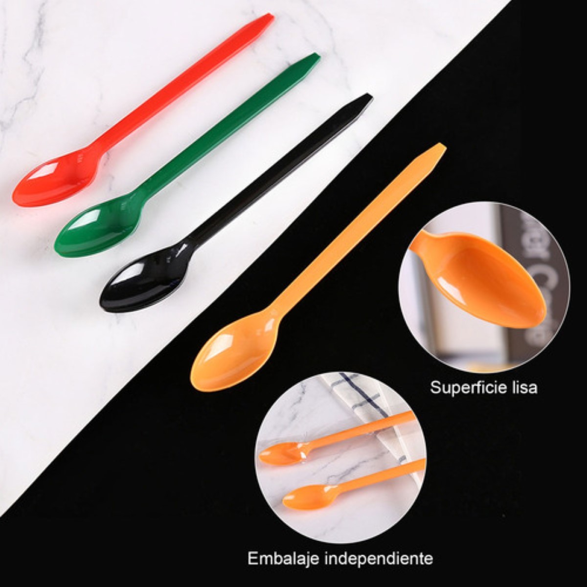 Cucharas Plástico Cucharas Desechables Para Refrescos 200 pzs colores