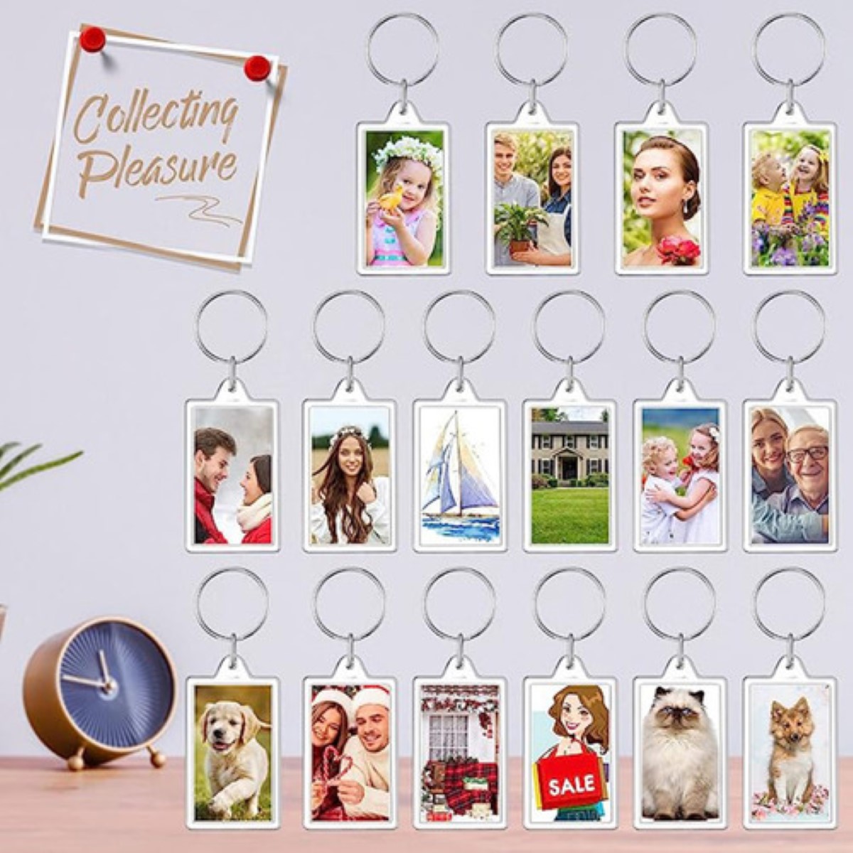 Llaveros De Fotos rectangular Acrílico 100 Pcs Transparente 