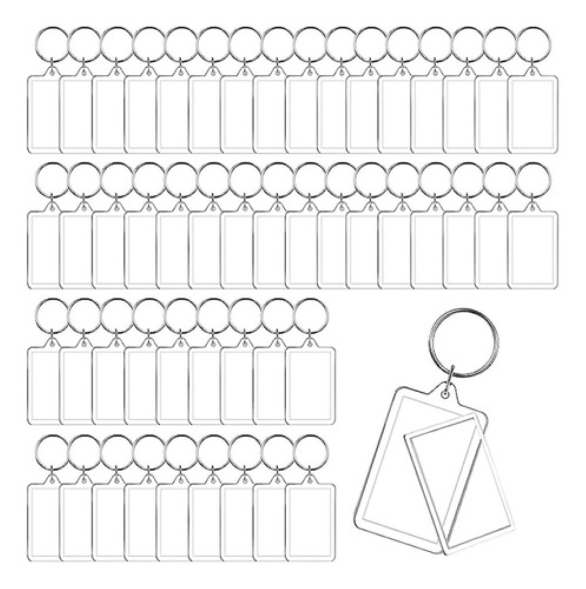 Llaveros De Fotos rectangular Acrílico 100 Pcs Transparente 