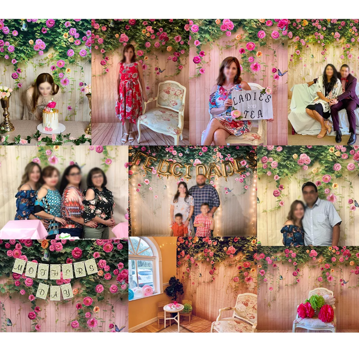 Fondo Fotográfico Vinilo Diseño De Flores Y Madera 2.2x1.5m