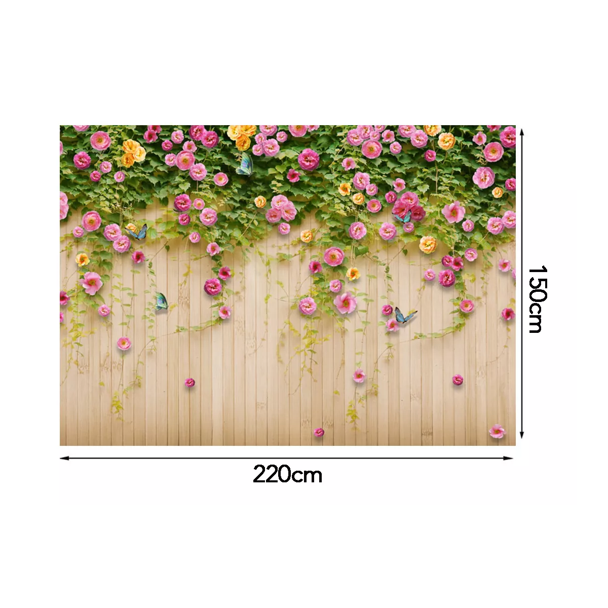 Fondo Fotográfico Vinilo Diseño De Flores Y Madera 2.2x1.5m