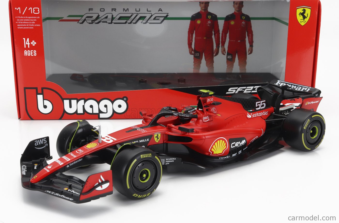 Exclusivo! Coche de Carreras F1 a Escala 1/18 Ferrari Bburago Auto de Metal 25cm de largo