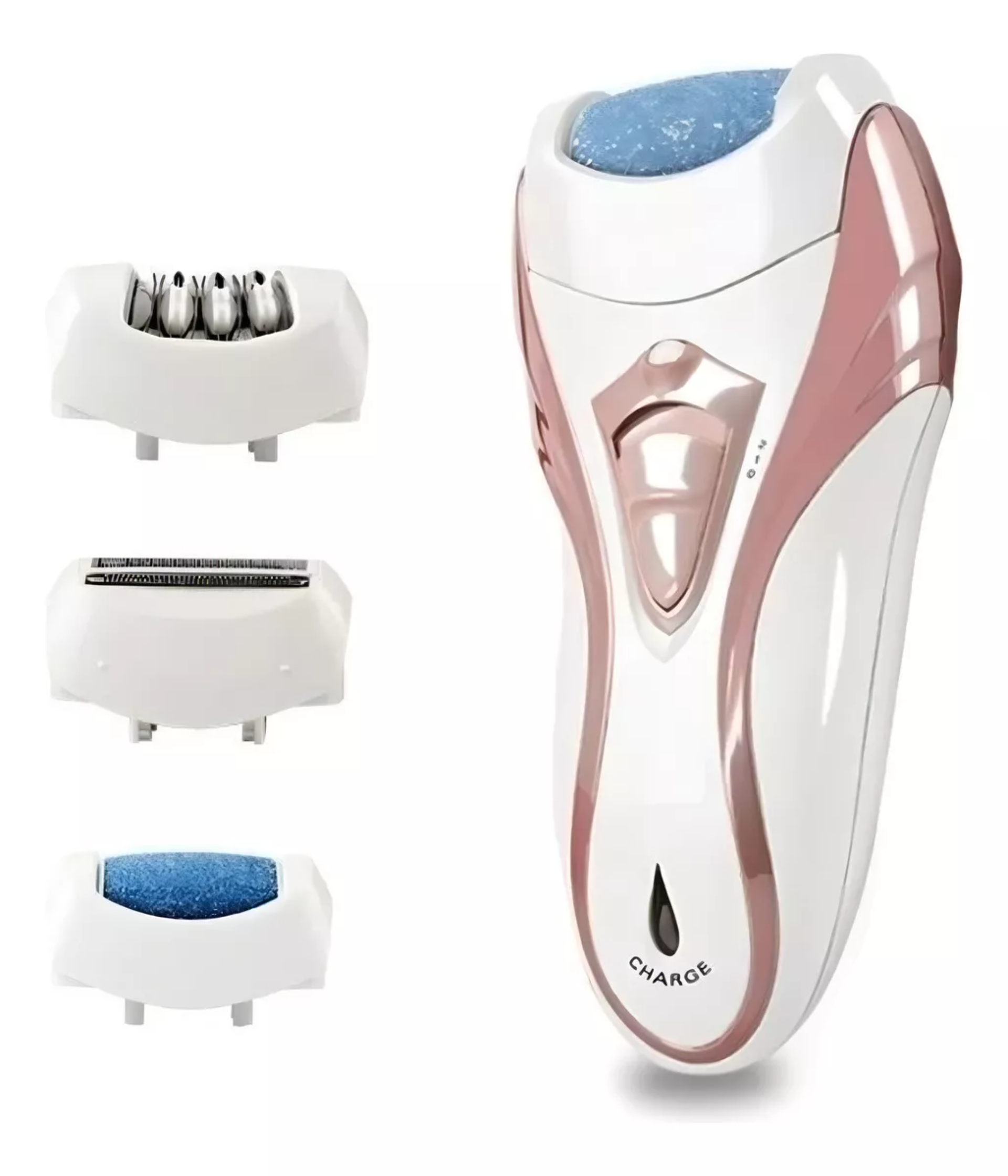 Depiladora eléctrica inalámbrica Kemei KM-3010 color blanco y rosa 110V/220V.