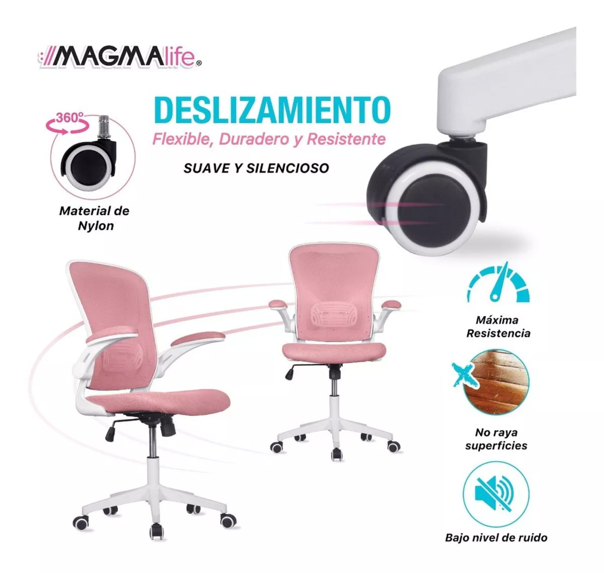 Silla Oficina Cosmo, Ejecutiva De Escritorio Ergonómica Color Rosa