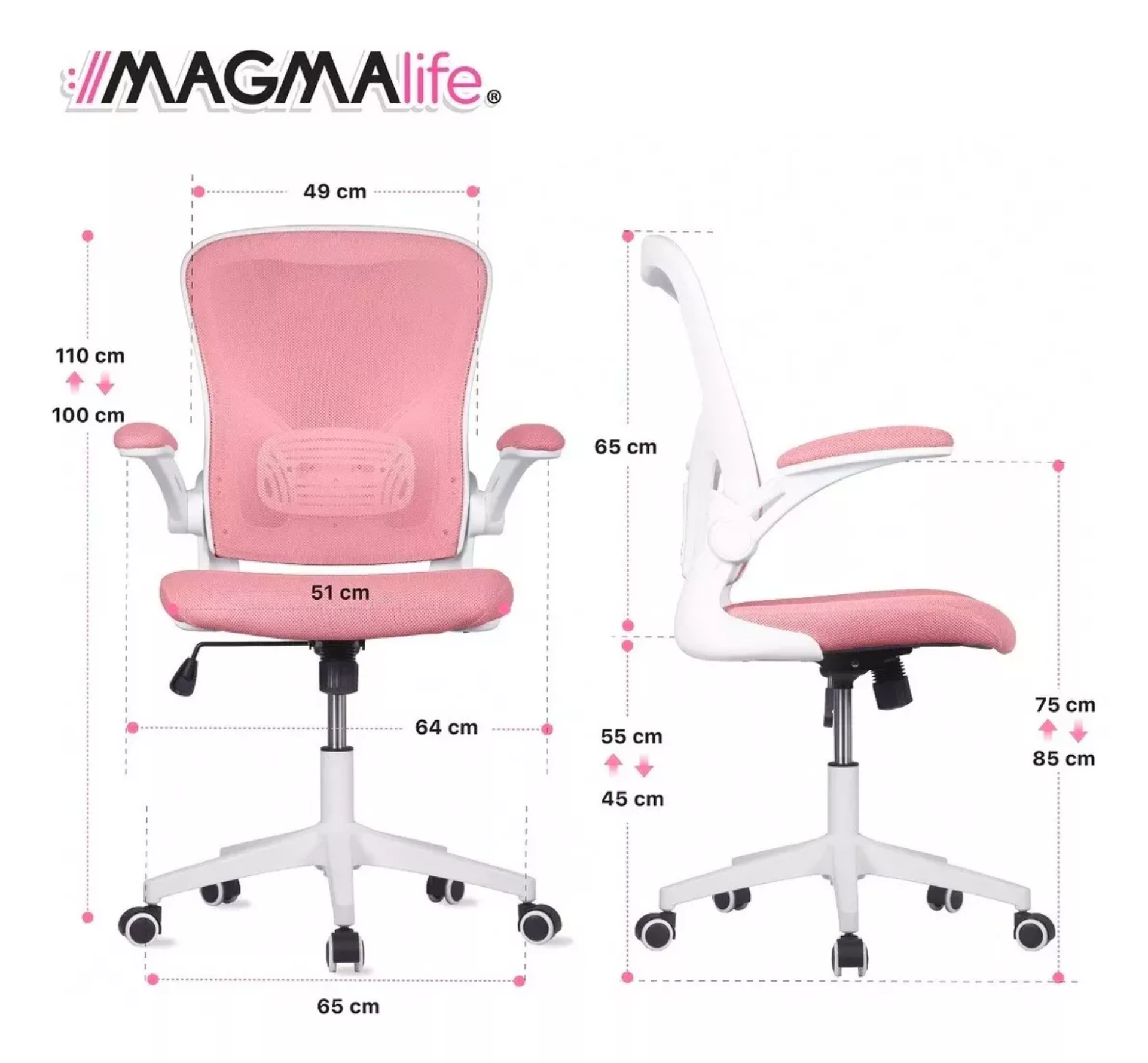Silla Oficina Cosmo, Ejecutiva De Escritorio Ergonómica Color Rosa