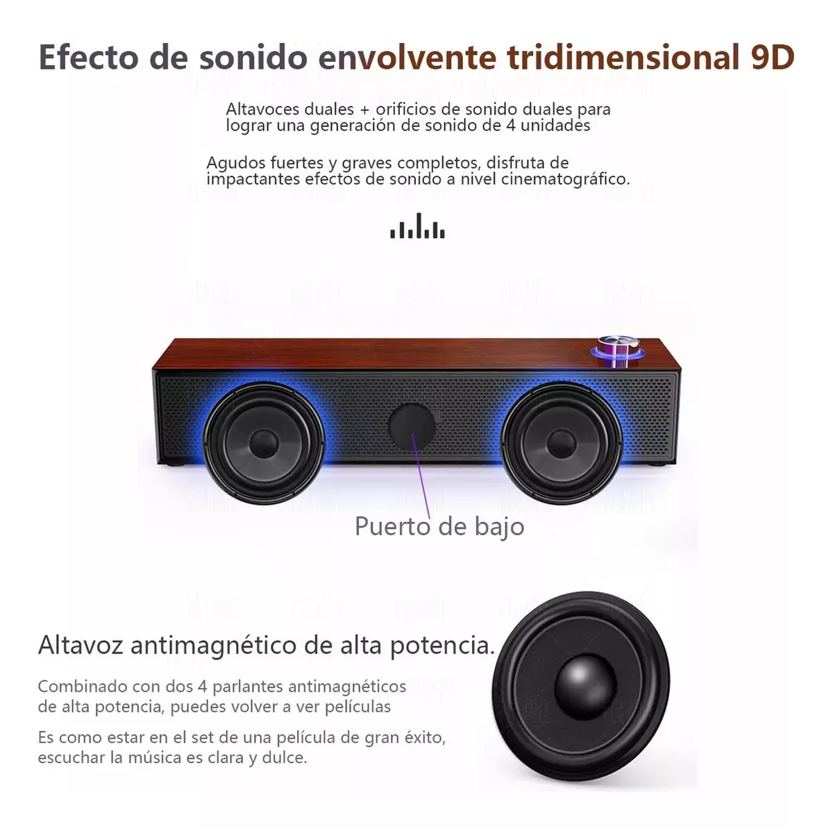 Bluetooth Barra Sonido Con Wired Usb Subwoofer Para Pc/tv