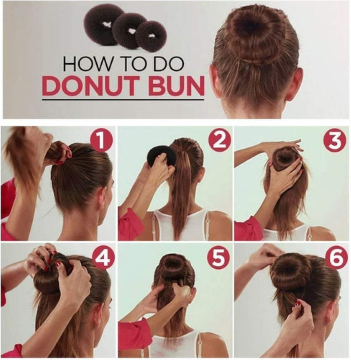 Donas para Chongo Mágico Espuma Con Broche De Cabello Peinados 7 Pzs Café