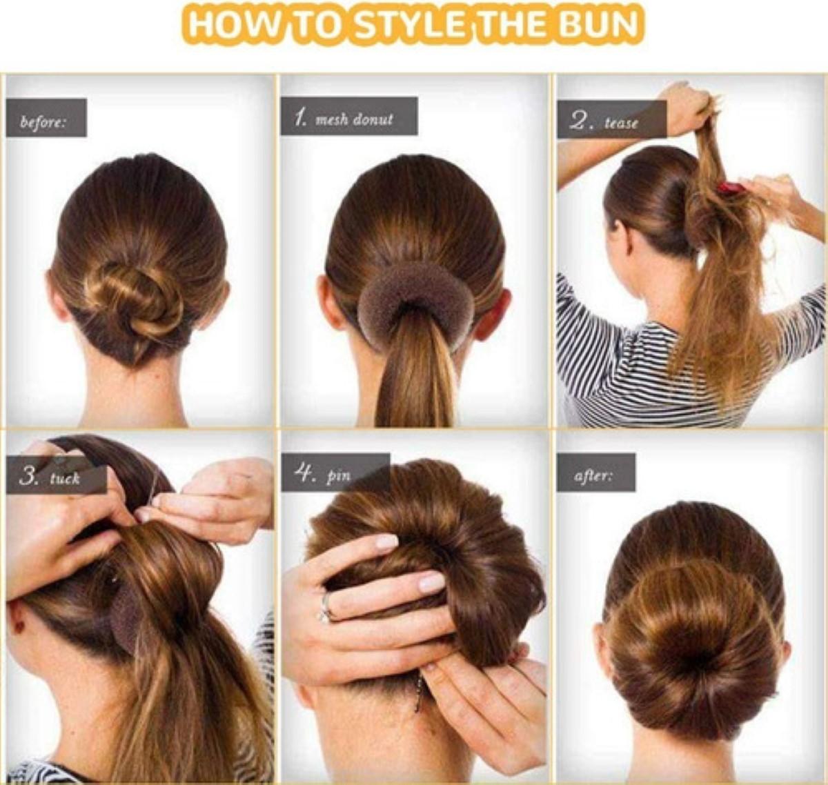 Donas para Chongo Mágico Espuma Con Broche De Cabello Peinados 7 Pzs Café