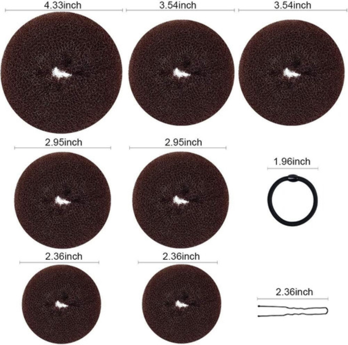 Donas para Chongo Mágico Espuma Con Broche De Cabello Peinados 7 Pzs Café