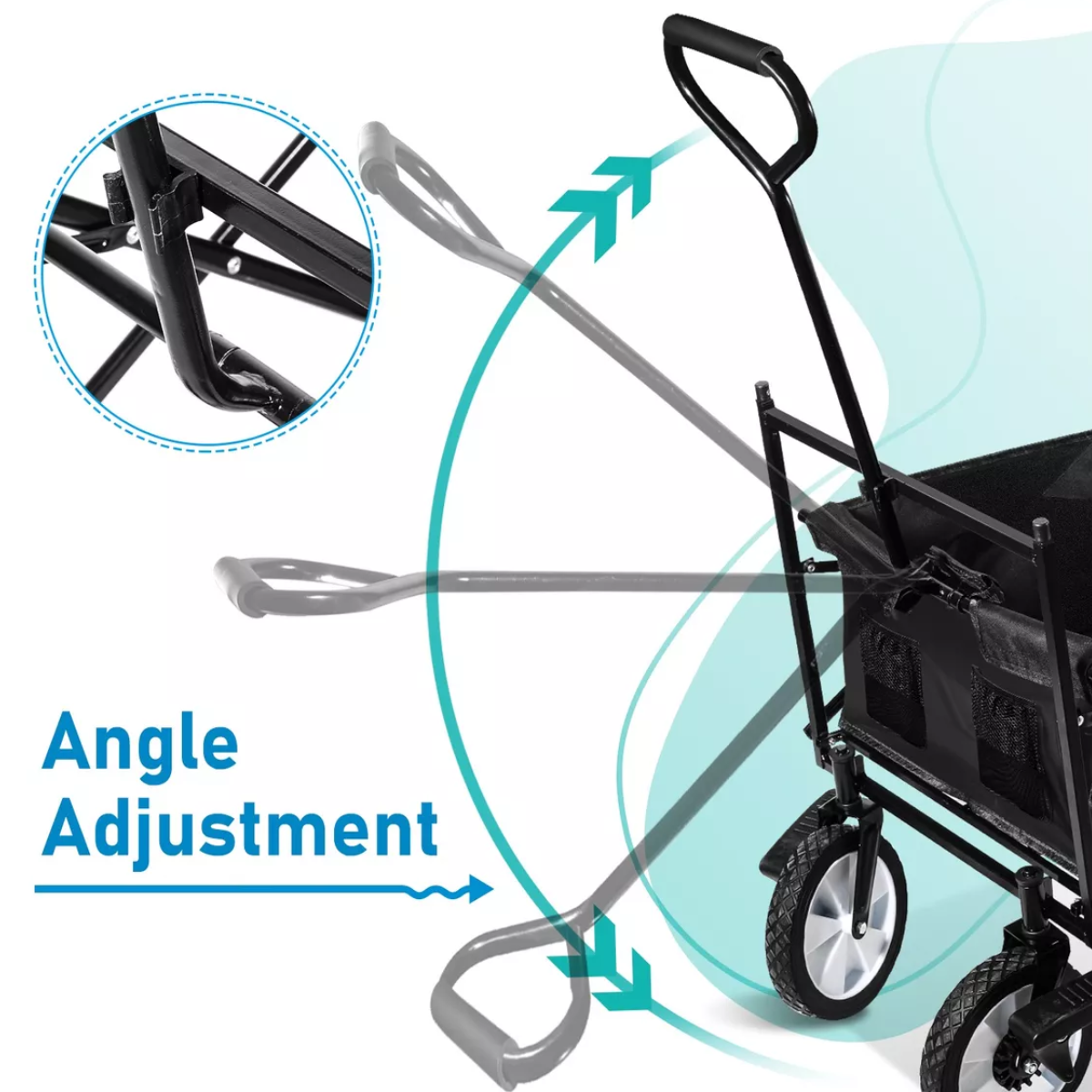 Carrito Vagón Plegable Techo Multiuso Camping Marco De Carga Negro