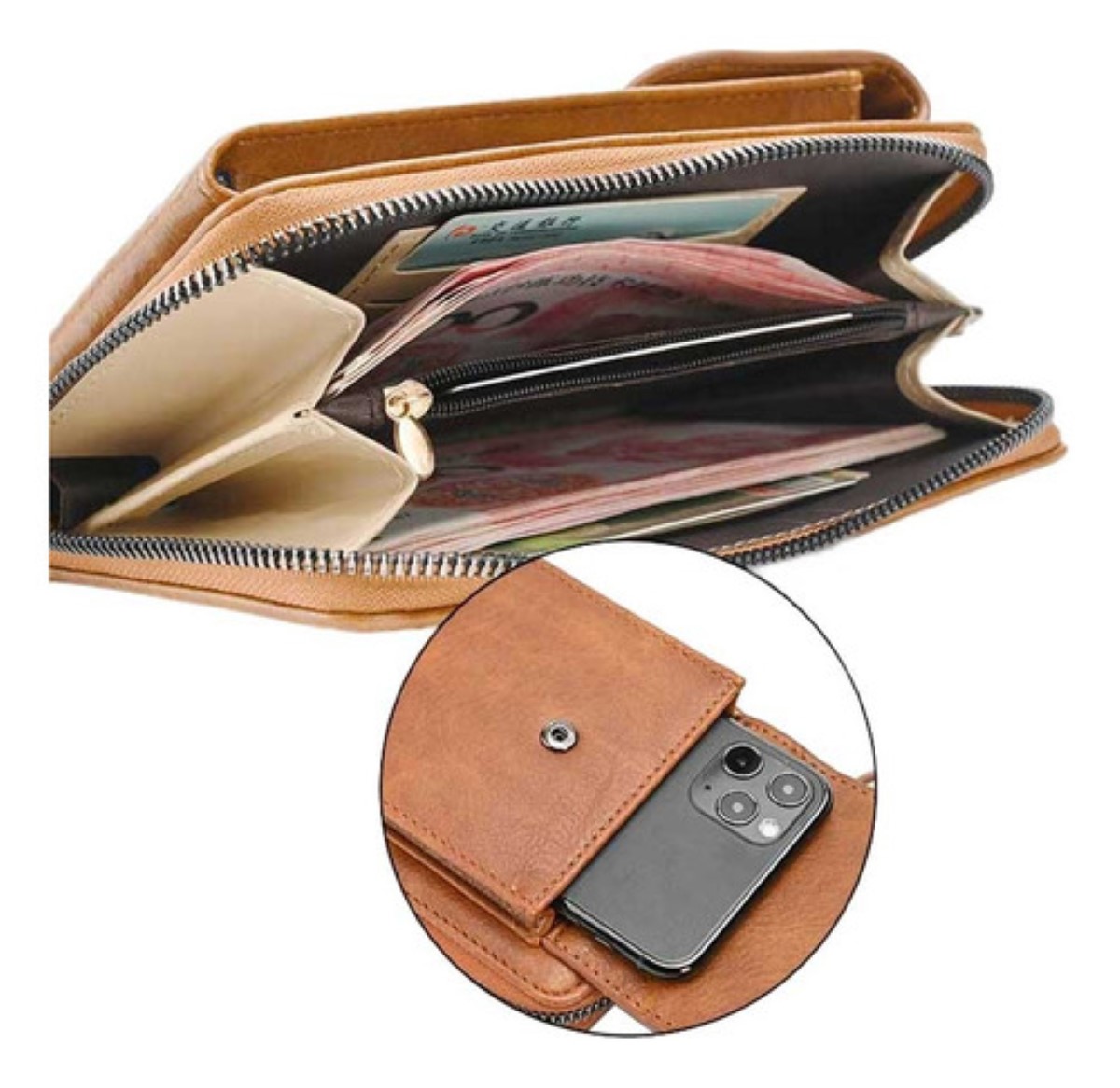 Bolso Bandolera Mujer Para Celular Cartera Crossbody Cuero Negro
