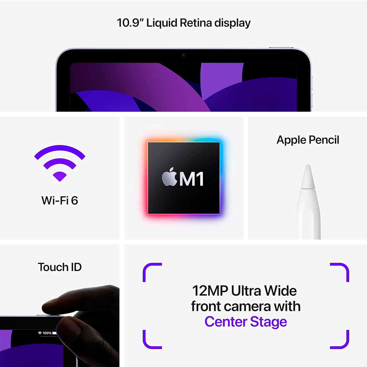 Tablet iPad Air 5 Apple Reacondicionada 10.9" 64 Gb Morado