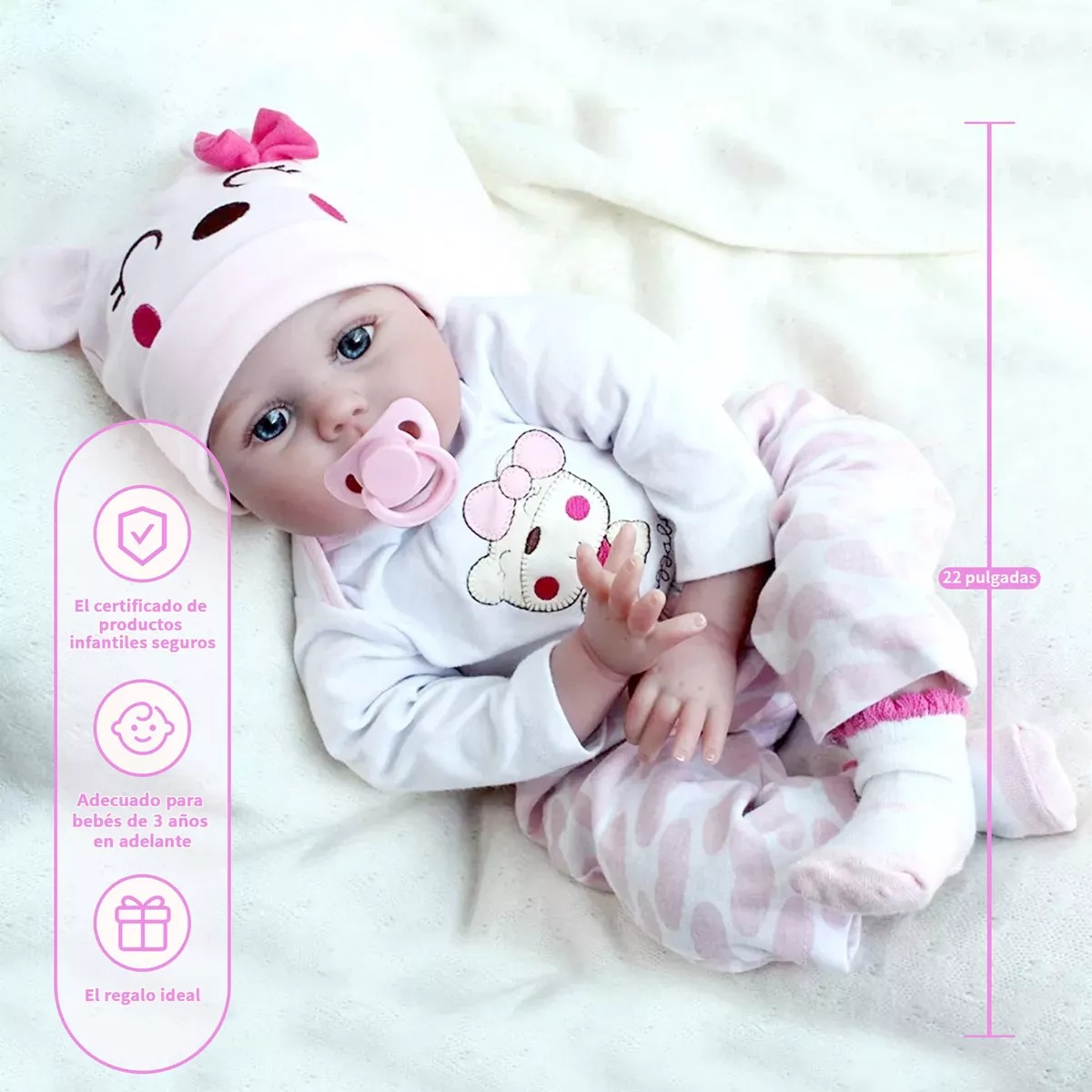 Muñeca Bebé Reborn De Silicona Y Algodón Niña 55cm Doll