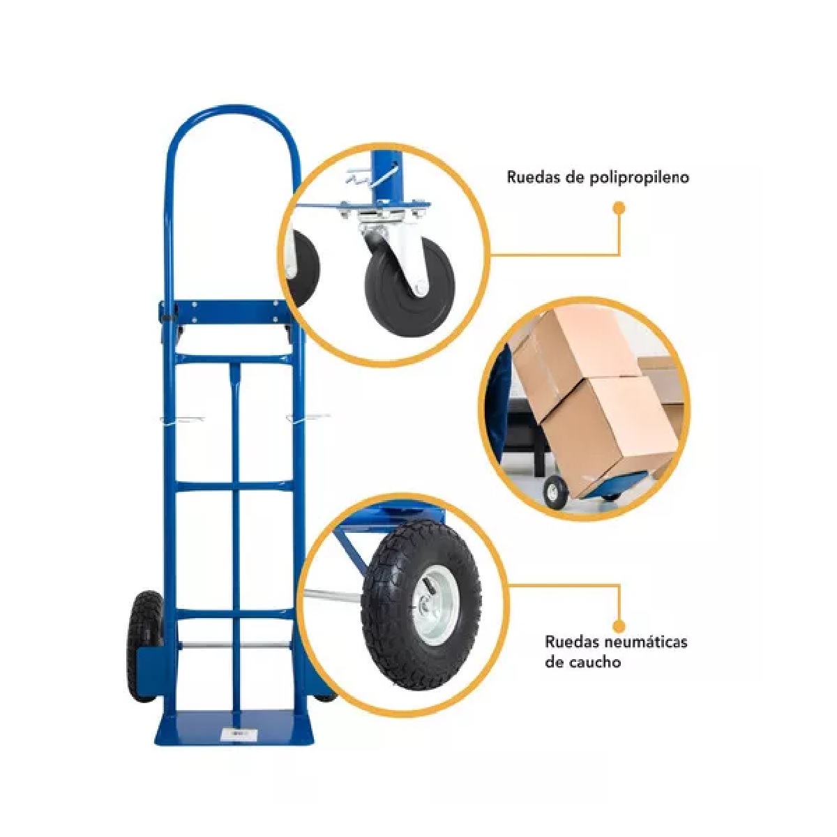 Diablito Carga Plataforma Rueda Neumatica 400kg Diablo Acero