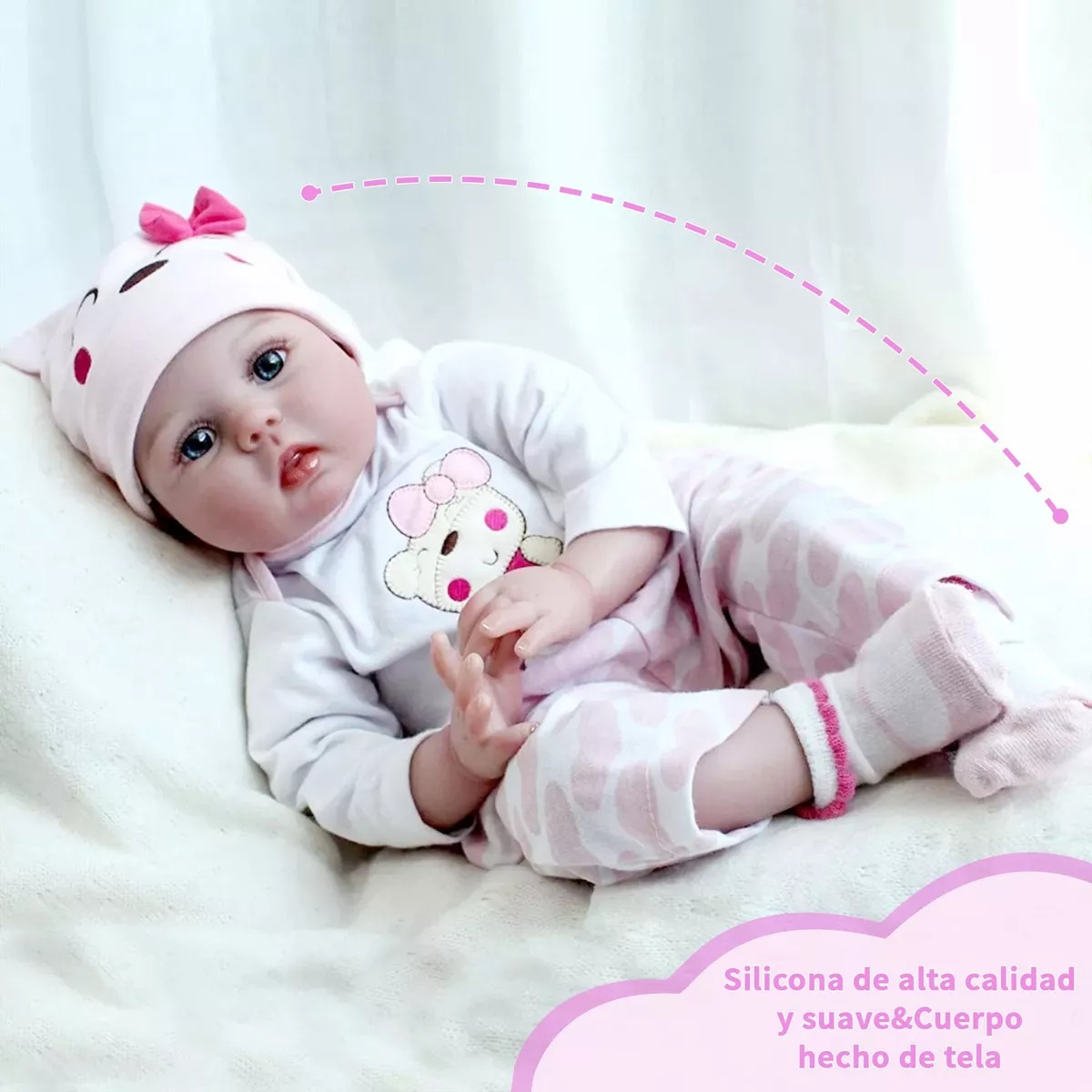 Muñeca Bebé Reborn De Silicona Y Algodón Niña 55cm Doll