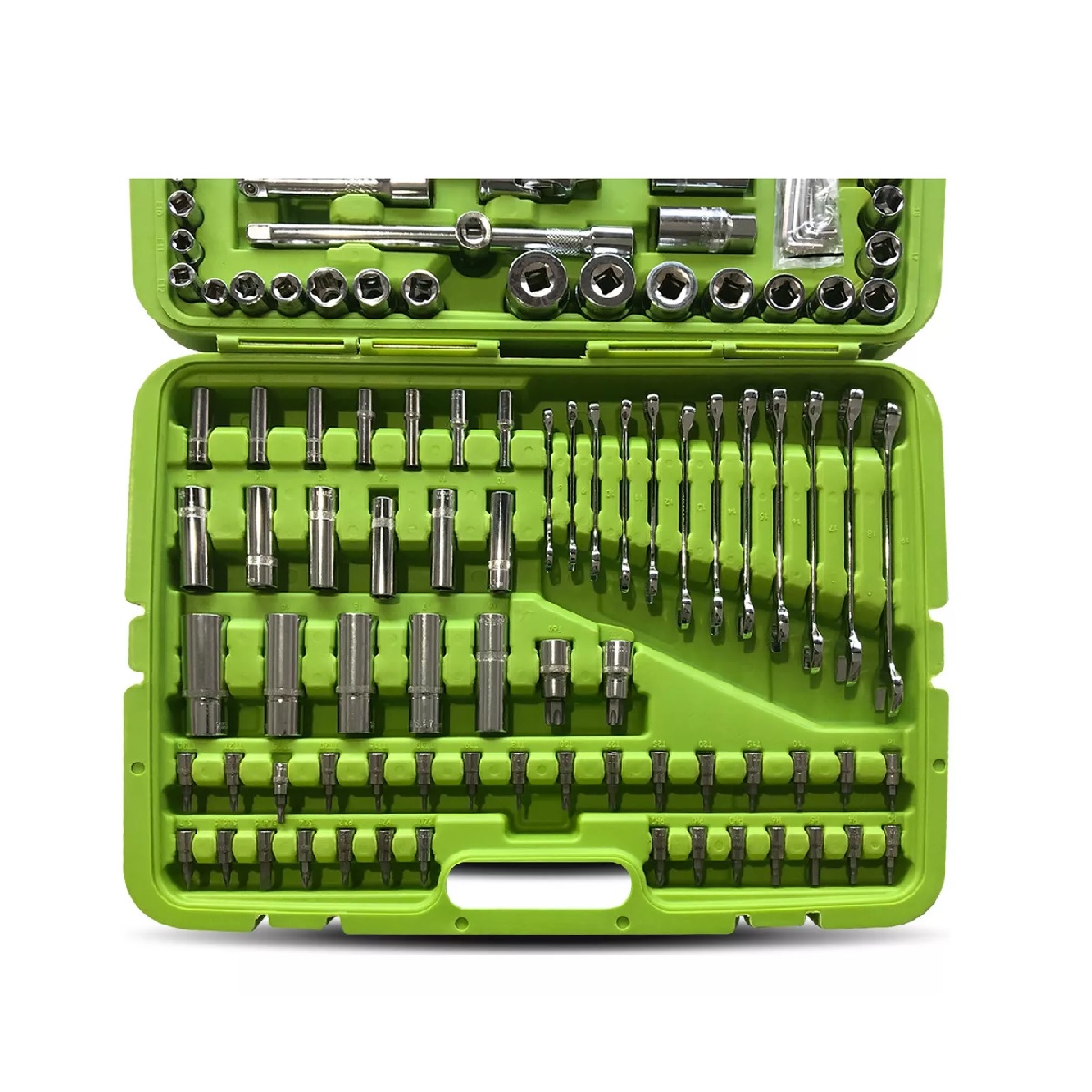 Kit Juego De Dados Llaves Y Puntas 216 Pzas Cromo V. Color Verde lima