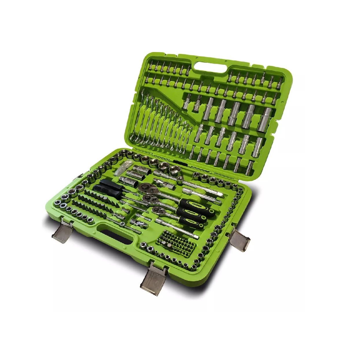 Kit Juego De Dados Llaves Y Puntas 216 Pzas Cromo V. Color Verde lima