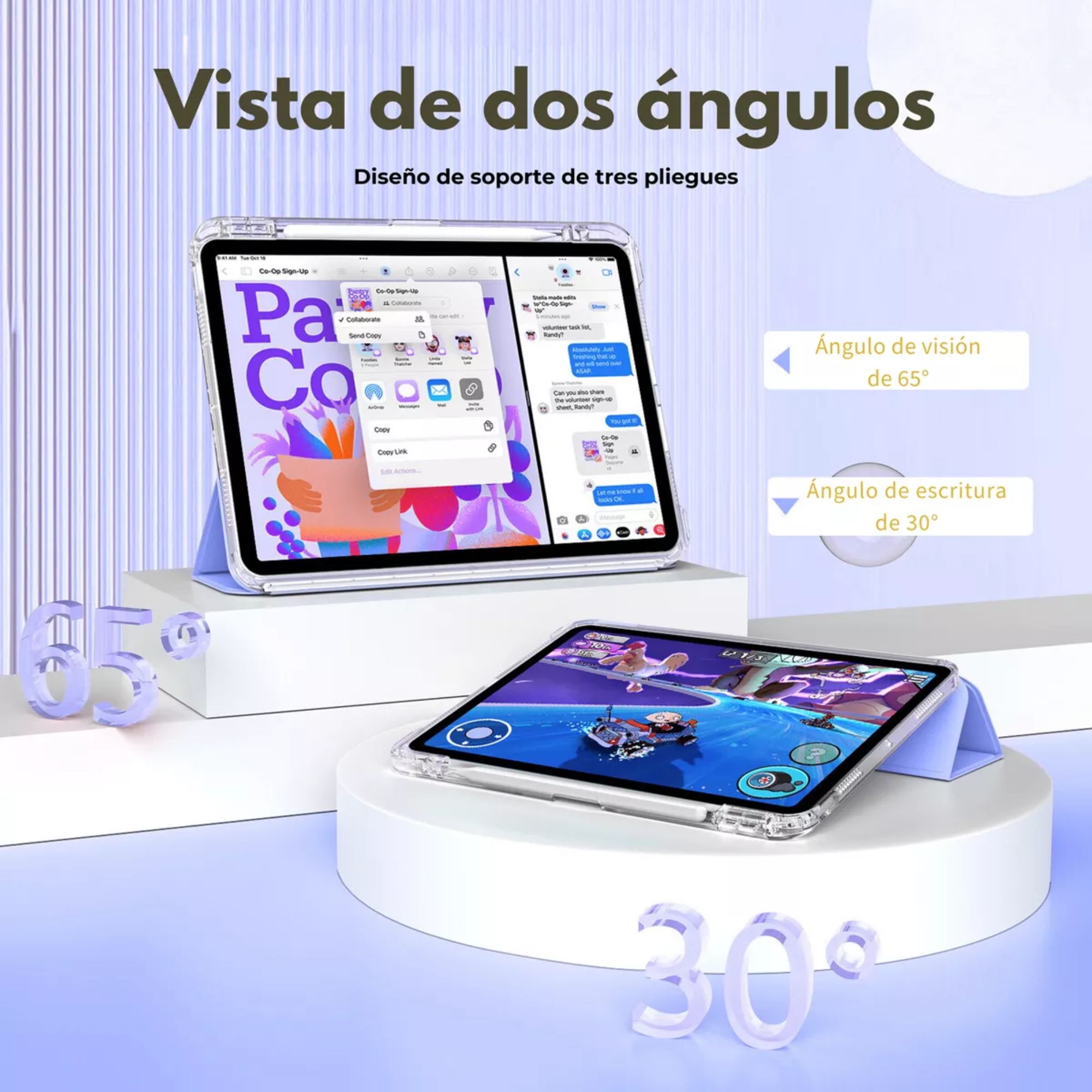 Funda Para iPad Air 4th 5th M2 11 2024 Smart Cover Soporte Color Lila