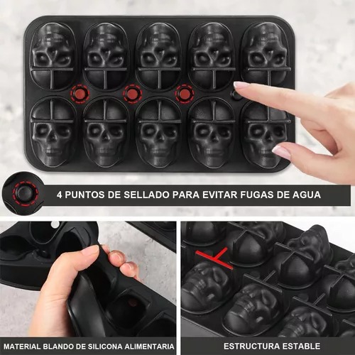 Molde De Hielo Calavera Craneo , Moldes Silicón Para Velas