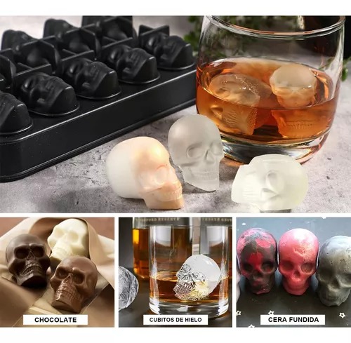 Molde De Hielo Calavera Craneo , Moldes Silicón Para Velas