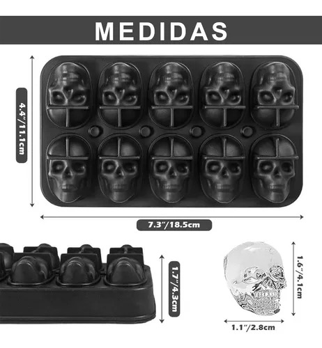 Molde De Hielo Calavera Craneo , Moldes Silicón Para Velas