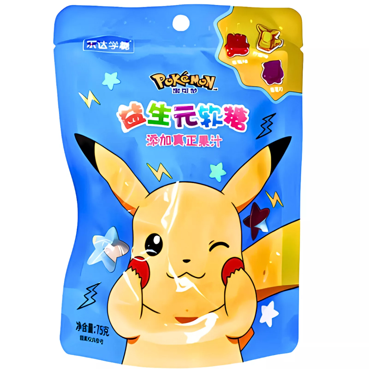 Gomitas Pokemon Sabores Durazno, Fresa Y Mora Azul 75g