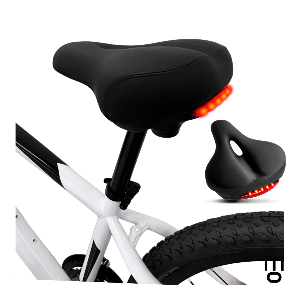 Sillin asiento Bici Luz Ergonomico Comfortable Impermeble 